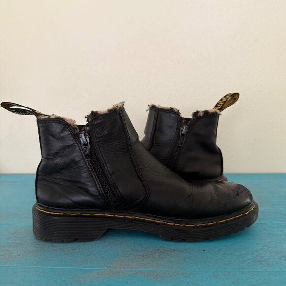 Dr. Martens Kids 2976 Leonore Y Boots Black Smooth Finish Leopard Size 3 - Picture 6 of 10